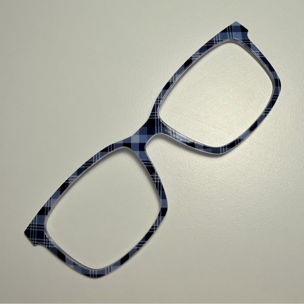 The Kirby Eyeglass Glasses Topper from Pair Eyewear Blue Gray Navy Plaid